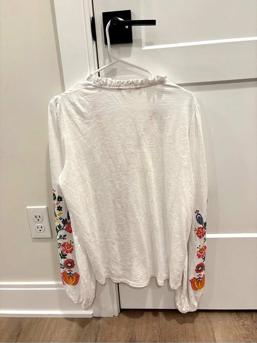 Boden Erica Cotton Frill Top Floral Blouse White & Red Size Medium - Picture 6 of 8